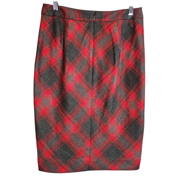 The Limited Womens Plaid Pencil Skirt Size 2 Red & Gray Polyester Blend - Picture 2 of 14